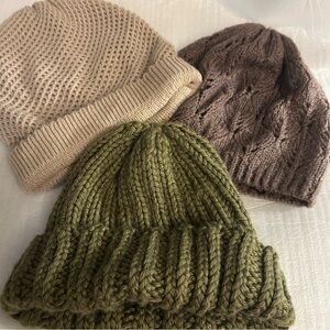 Womens Textured Knit Patterned Beanies Hats
